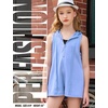 image:imagePerfashion Girls Summer Athletic Romper Shorts Hooded Jumpsuits Soft Sleeveless Overall With Pockets 413YBlue