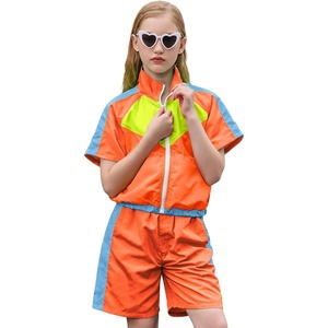 image:imagePerfashion Girls Summer 2 Piece Outfits 80s 90s Tracksuit Windbreaker amp Short Sets Hip Hop Dance 413YOrange 19413