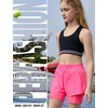 image:imagePerfashion Girls Athletic Running Shorts with Liner Quick Dry Flowy 2 in 1 Soccer Volleyball Basketball Gym Pockets 413YNeon Pink