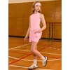 image:imagePerfashion Girls Tennis Dress Athletic Golf Outfit Ballet CrossBackamp Mesh Scalloped Hem with Builtin Shorts 413YPink 62408