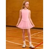 image:imagePerfashion Girls Tennis Dress Athletic Golf Outfit Ballet CrossBackamp Mesh Scalloped Hem with Builtin Shorts 413YPink 62408