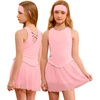 image:imagePerfashion Girls Tennis Dress Athletic Golf Outfit Ballet CrossBackamp Mesh Scalloped Hem with Builtin Shorts 413YPink 62408