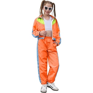 image:imagePerfashion Girls Clothing Sets 2 Piece 80s 90s Outfits Neon Jacket Pants Hip Hop Dance Tracksuit Set 413YOrange