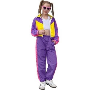 image:imagePerfashion Girls Clothing Sets 2 Piece 80s 90s Outfits Neon Jacket Pants Hip Hop Dance Tracksuit Set 413YPurple and Yellow 166927