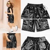 image:imagePerfashion Metallic Cargo Shorts for Girls Boys Y2K MultiPocket Shorts Streetwear Skater Shorts 413YBlack13416