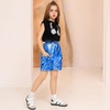 image:imagePerfashion Metallic Cargo Shorts for Girls Boys Y2K MultiPocket Shorts Streetwear Skater Shorts 413YDeep Blue24416