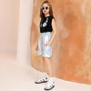 image:imagePerfashion Metallic Cargo Shorts for Girls Boys Y2K MultiPocket Shorts Streetwear Skater Shorts 413YLaser Silver01416