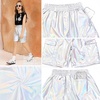 image:imagePerfashion Metallic Cargo Shorts for Girls Boys Y2K MultiPocket Shorts Streetwear Skater Shorts 413YLaser Silver01416
