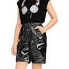 image:imagePerfashion Metallic Cargo Shorts for Girls Boys Y2K MultiPocket Shorts Streetwear Skater Shorts 413YBlack13416