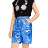 image:imagePerfashion Metallic Cargo Shorts for Girls Boys Y2K MultiPocket Shorts Streetwear Skater Shorts 413YDeep Blue24416