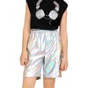 image:imagePerfashion Metallic Cargo Shorts for Girls Boys Y2K MultiPocket Shorts Streetwear Skater Shorts 413YLaser Silver01416