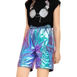image:imagePerfashion Metallic Cargo Shorts for Girls Boys Y2K MultiPocket Shorts Streetwear Skater Shorts 413YLaser Blue13416