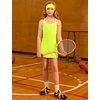 image:imagePerfashion Girls Tennis Dress Golf Outfit Zipper Athletic Dress with Built in Shorts Workout and Cargo Pockets 413YNeon Green 26406