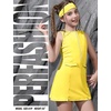 image:imagePerfashion Girls Tennis Dress Golf Outfit Zipper Athletic Dress with Built in Shorts Workout and Cargo Pockets 413YYellow 27407