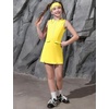 image:imagePerfashion Girls Tennis Dress Golf Outfit Zipper Athletic Dress with Built in Shorts Workout and Cargo Pockets 413YYellow 27407