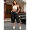 image:imagePerfashion Women Capri Sweatpants Joggers Double Waisted Barrel Harem Balloon Cropped Pants Lounge Yoga with PocketsBlack