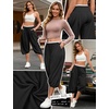 image:imagePerfashion Women Capri Sweatpants Joggers Double Waisted Barrel Harem Balloon Cropped Pants Lounge Yoga with PocketsBlack