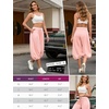 image:imagePerfashion Women Capri Sweatpants Joggers Double Waisted Barrel Harem Balloon Cropped Pants Lounge Yoga with PocketsDusty Pink