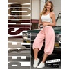 image:imagePerfashion Women Capri Sweatpants Joggers Double Waisted Barrel Harem Balloon Cropped Pants Lounge Yoga with PocketsDusty Pink