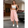 image:imagePerfashion Women Capri Sweatpants Joggers Double Waisted Barrel Harem Balloon Cropped Pants Lounge Yoga with PocketsDusty Pink