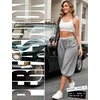 image:imagePerfashion Women Capri Sweatpants Joggers Double Waisted Barrel Harem Balloon Cropped Pants Lounge Yoga with PocketsLight Gray