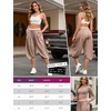 image:imagePerfashion Women Capri Sweatpants Joggers Double Waisted Barrel Harem Balloon Cropped Pants Lounge Yoga with PocketsMocha