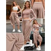 image:imagePerfashion Women Capri Sweatpants Joggers Double Waisted Barrel Harem Balloon Cropped Pants Lounge Yoga with PocketsMocha
