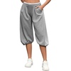image:imagePerfashion Women Capri Sweatpants Joggers Double Waisted Barrel Harem Balloon Cropped Pants Lounge Yoga with PocketsLight Gray