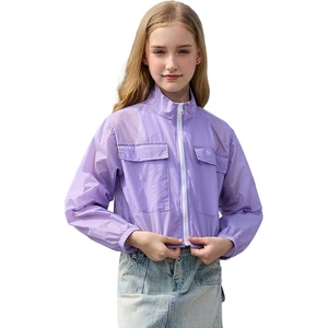 image:imagePerfashion Girls Lightweight UPF50 Sun Protection Jacket Cropped Bomber Zip Up UV Outerwear Coat Kids 413YLight Purple