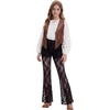 image:imagePerfashion Teen Girls Lace Flare Leggings Cowgirl Bell Bottom Dance Pants  BuiltIn Shorts Elastic Waistband Boho WesternBlack01929