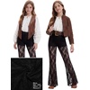 image:imagePerfashion Teen Girls Lace Flare Leggings Cowgirl Bell Bottom Dance Pants  BuiltIn Shorts Elastic Waistband Boho WesternBlack01929