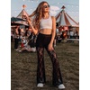 image:imagePerfashion Teen Girls Lace Flare Leggings Cowgirl Bell Bottom Dance Pants  BuiltIn Shorts Elastic Waistband Boho WesternBlack01929