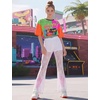 image:imagePerfashion Teen Girls Lace Flare Leggings Cowgirl Bell Bottom Dance Pants  BuiltIn Shorts Elastic Waistband Boho WesternWhite03929