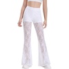 image:imagePerfashion Teen Girls Lace Flare Leggings Cowgirl Bell Bottom Dance Pants  BuiltIn Shorts Elastic Waistband Boho WesternWhite03929