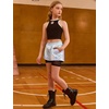 image:imagePerfashion Girls Metallic Shorts Shiny Y2K Hip Hop Dance Outfits Cheer Athletic with Mesh Liner Kids 413YLaser Silver