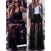 image:imagePerfashion Womens Lace Sheer Maxi Skirts Concert Boho Western  Polka Dots BuiltIn Shorts Elastic Waistband See Through Festivals GothicBlack01930