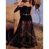 image:imagePerfashion Womens Lace Sheer Maxi Skirts Concert Boho Western  Polka Dots BuiltIn Shorts Elastic Waistband See Through Festivals GothicBlack01930
