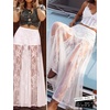 image:imagePerfashion Womens Lace Sheer Maxi Skirts Concert Boho Western  Polka Dots BuiltIn Shorts Elastic Waistband See Through Festivals GothicWhite03930