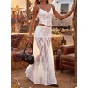 image:imagePerfashion Womens Lace Sheer Maxi Skirts Concert Boho Western  Polka Dots BuiltIn Shorts Elastic Waistband See Through Festivals GothicWhite03930